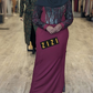 ZIZI Abaya Maxi Print Dress in maroon with lace patterned sleeves and modest design