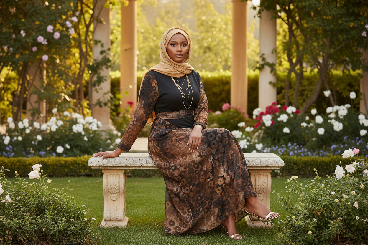 Abaya Maxi Print Dress V Style - ZIZI Boutique