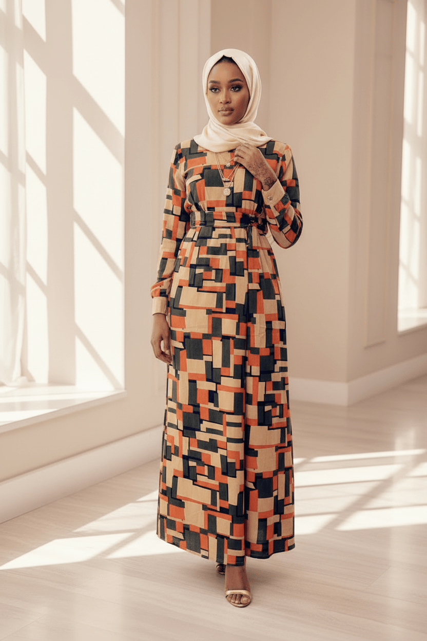 Asha Winter Maxi Dress with Belt - ZIZI Boutique