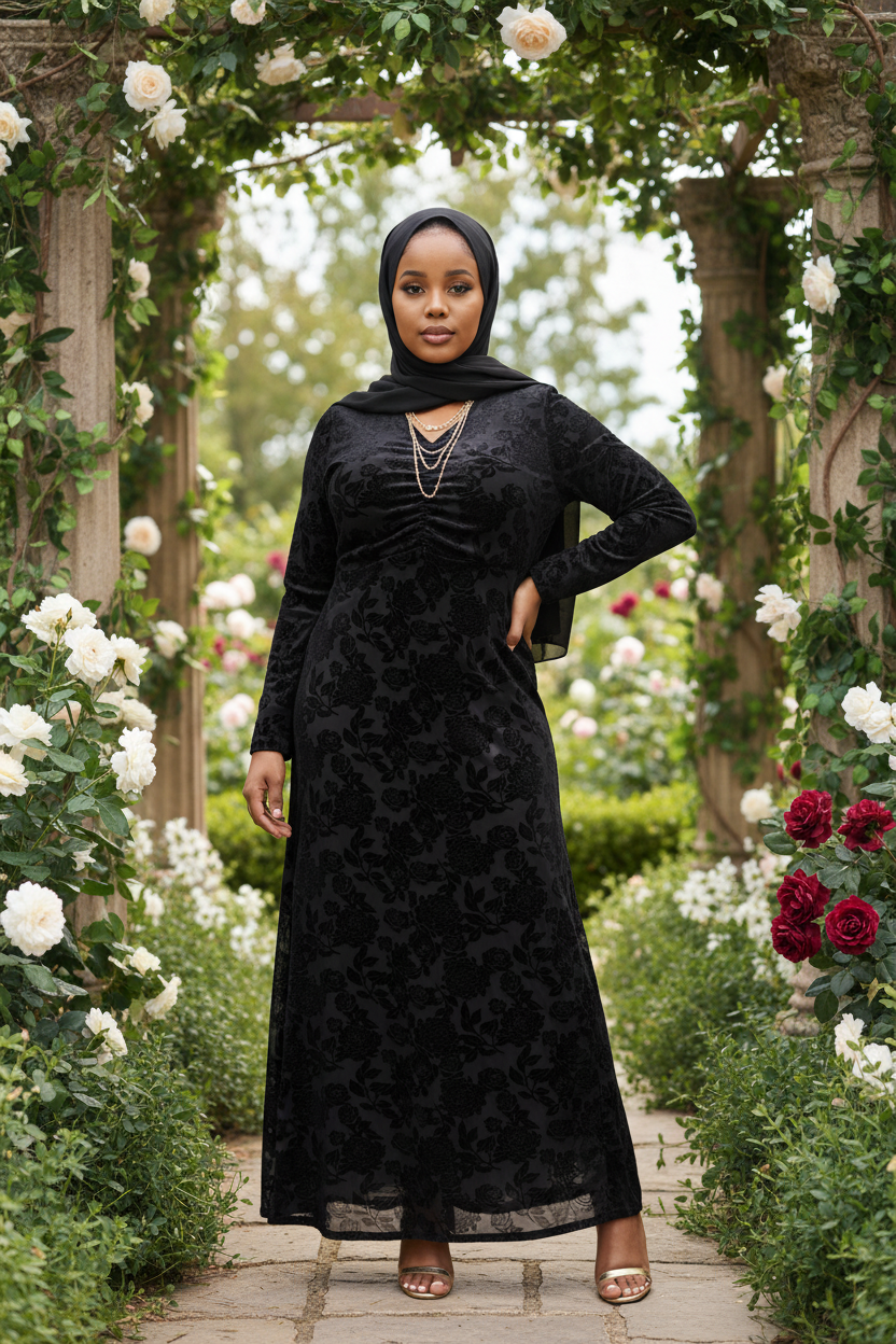 Black Floral Velvet - New