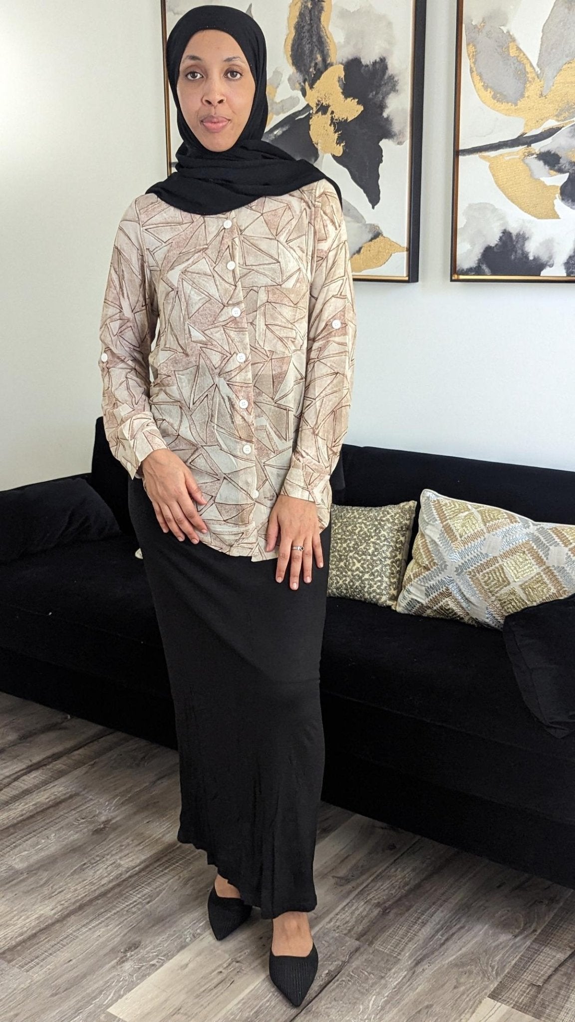 Blocks Print Midi Dress Shirt - ZIZI Boutique
