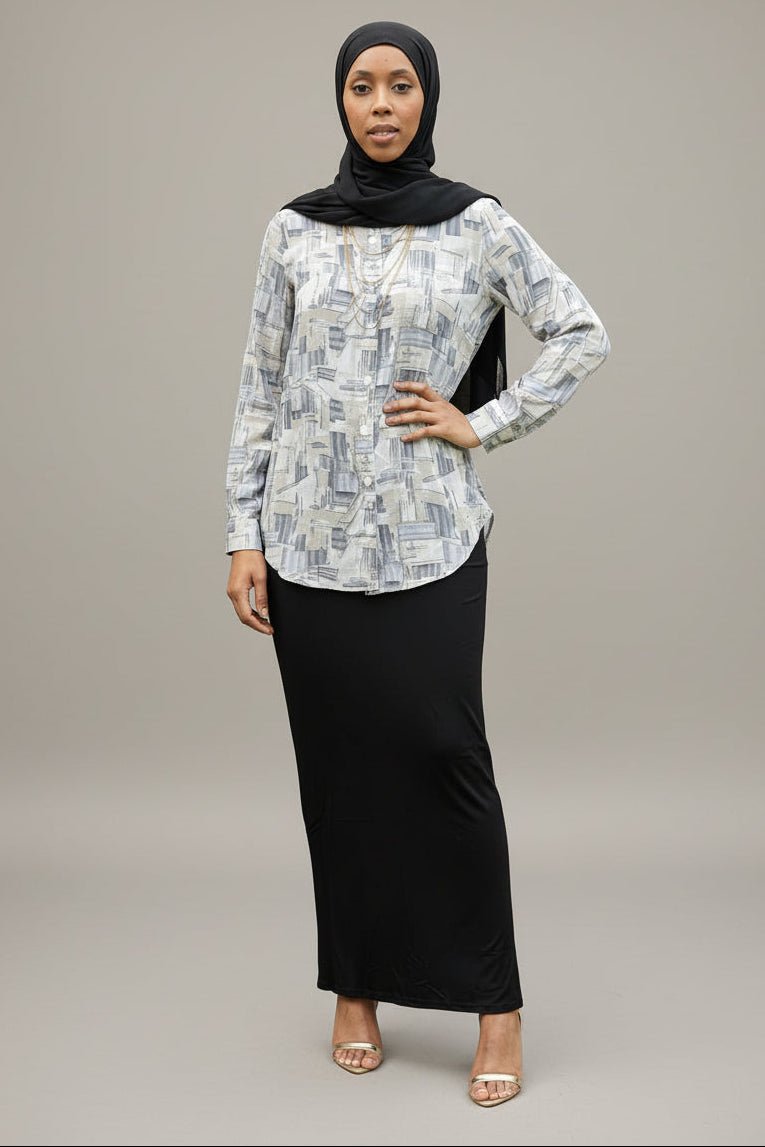 Blocks Print Midi Dress Shirt - ZIZI Boutique