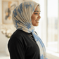 Chiffon Print Hijab — Blue, Cream & Yellow Streaks - ZIZI Boutique