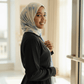 Chiffon Print Hijab — Blue, Cream & Yellow Streaks - ZIZI Boutique