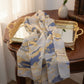Chiffon Print Hijab — Blue, Cream & Yellow Streaks - ZIZI Boutique