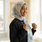 Chiffon Print Hijab — Blue, Cream & Yellow Streaks - ZIZI Boutique