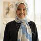 Chiffon Print Hijab — Blue, Cream & Yellow Streaks - ZIZI Boutique