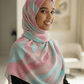 Chiffon Print Hijab — Cyan & Pink Streaks - ZIZI Boutique
