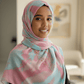 Chiffon Print Hijab — Cyan & Pink Streaks - ZIZI Boutique