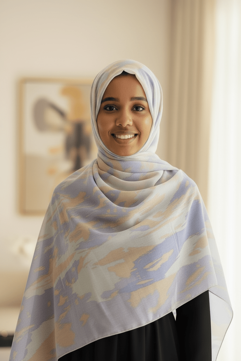 Chiffon Print Hijab — Lavender & Baby Pink Streaks - ZIZI Boutique