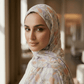 Chiffon Print Hijab — Peach, Lavender & Green Flowers - ZIZI Boutique