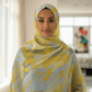 Chiffon Print Hijab — Yellow & Grey Streaks - ZIZI Boutique