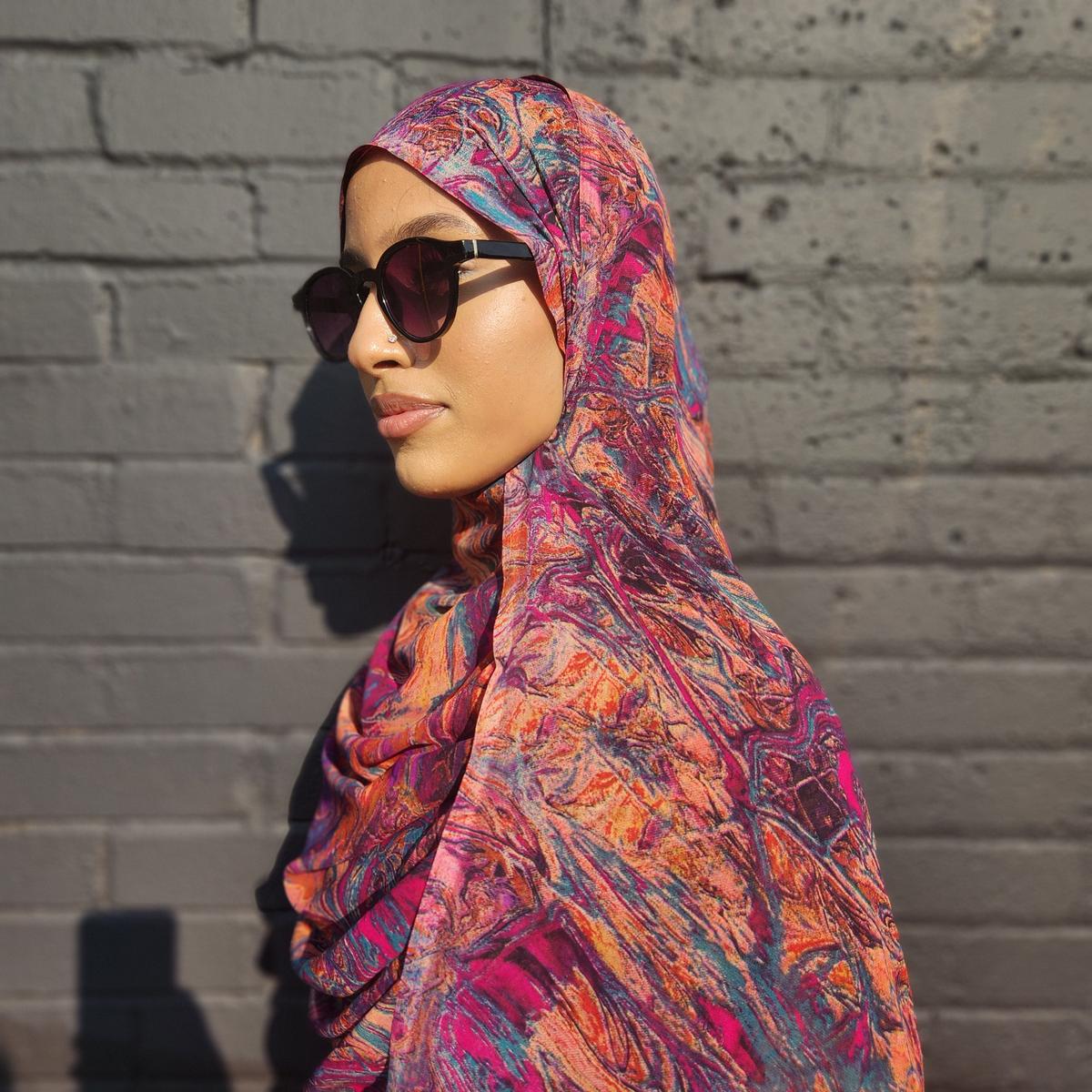 Chiffon XL Print Hijab — Rainbow Burst (Print 5) - ZIZI Boutique