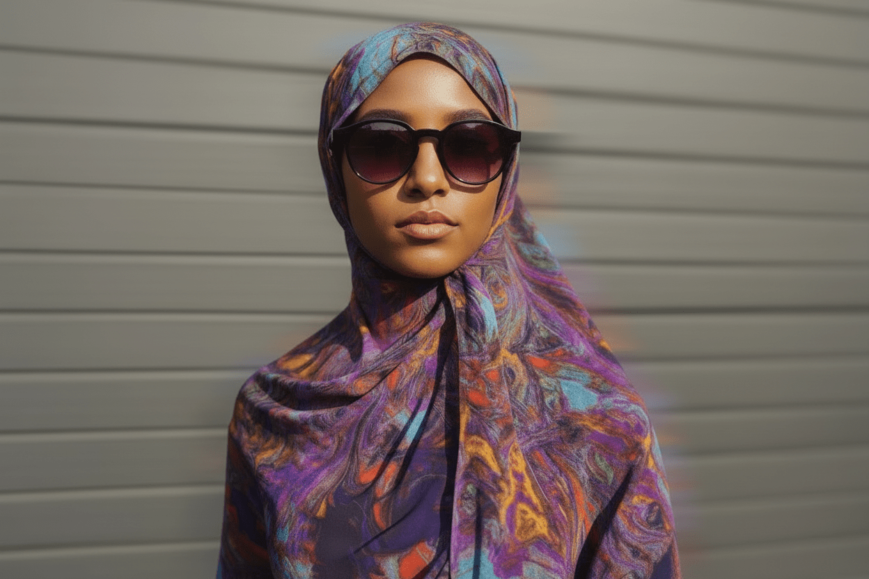 Chiffon XL Print Hijab — Rainbow Burst (Print 5) - ZIZI Boutique