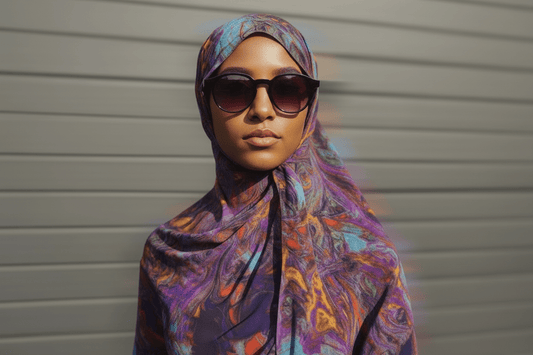 Chiffon XL Print Hijab — Rainbow Burst (Print 5) - ZIZI Boutique