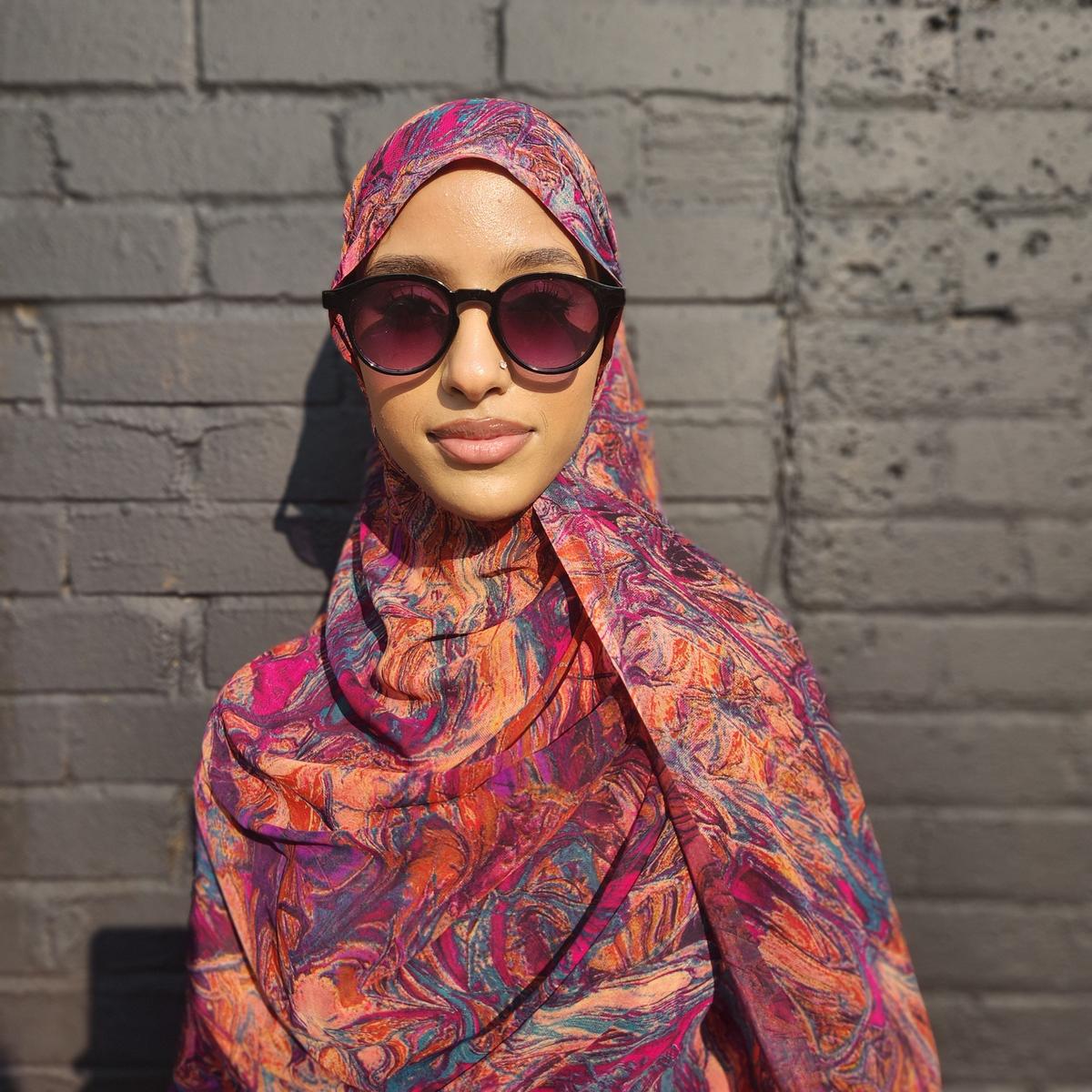 Chiffon XL Print Hijab — Rainbow Burst (Print 5) - ZIZI Boutique