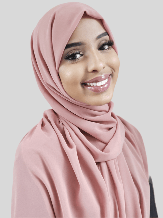 Classic Chiffon Hijab — Dark Stone Pink - ZIZI Boutique