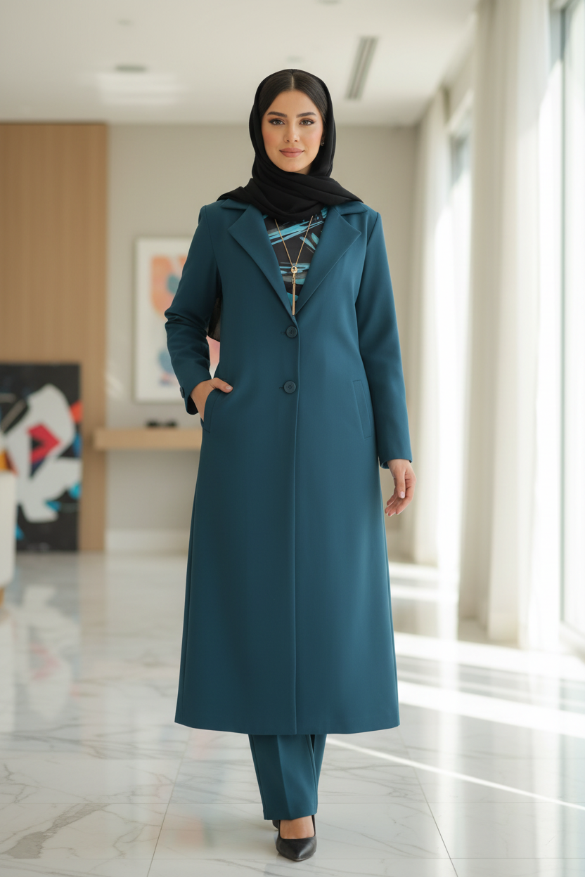 Dark Turquoise Maxi Longcoat