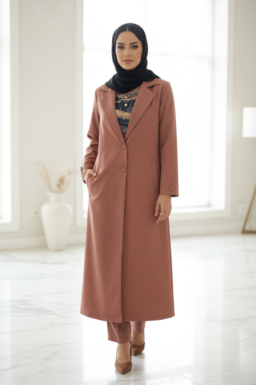 Dusty Rose Maxi Longcoat