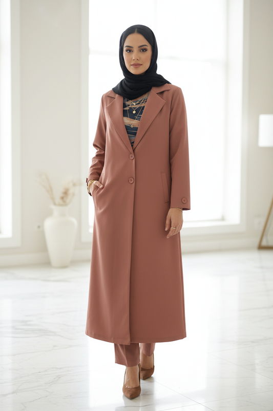 Dusty Rose Maxi Longcoat