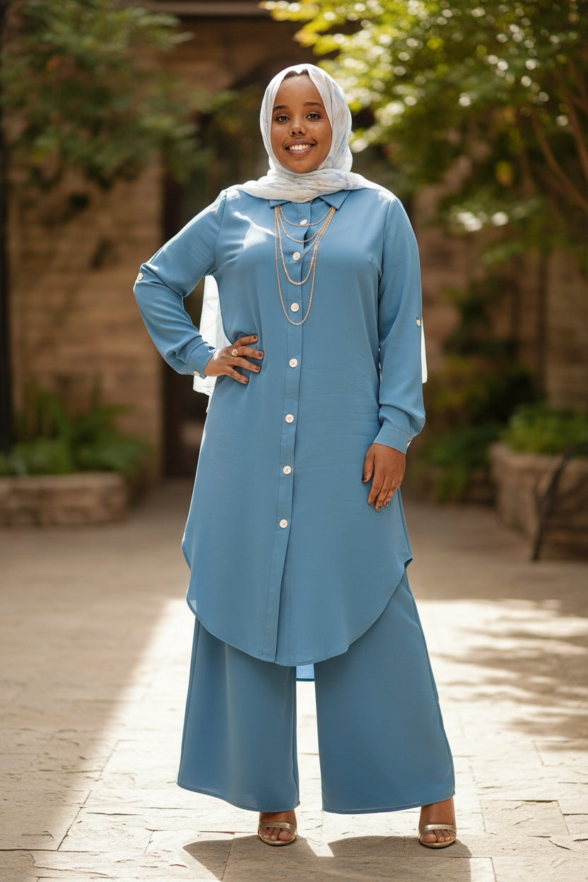 Flowy Button - Down Midi Dress Shirt - ZIZI Boutique