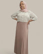 Hammer Women's Maxi Skirt with Pockets in beige worn by woman with light pink hijab and patterned blouse