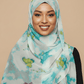 Ink Blot Chiffon Print Rectangle Hijab — Turquoise Lime & Plum | ZIZI Boutique - ZIZI Boutique