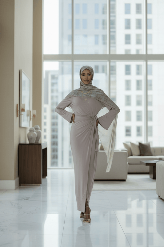 Jihan Modest Wrap Dress | Long Sleeve Maxi Dress - ZIZI Boutique