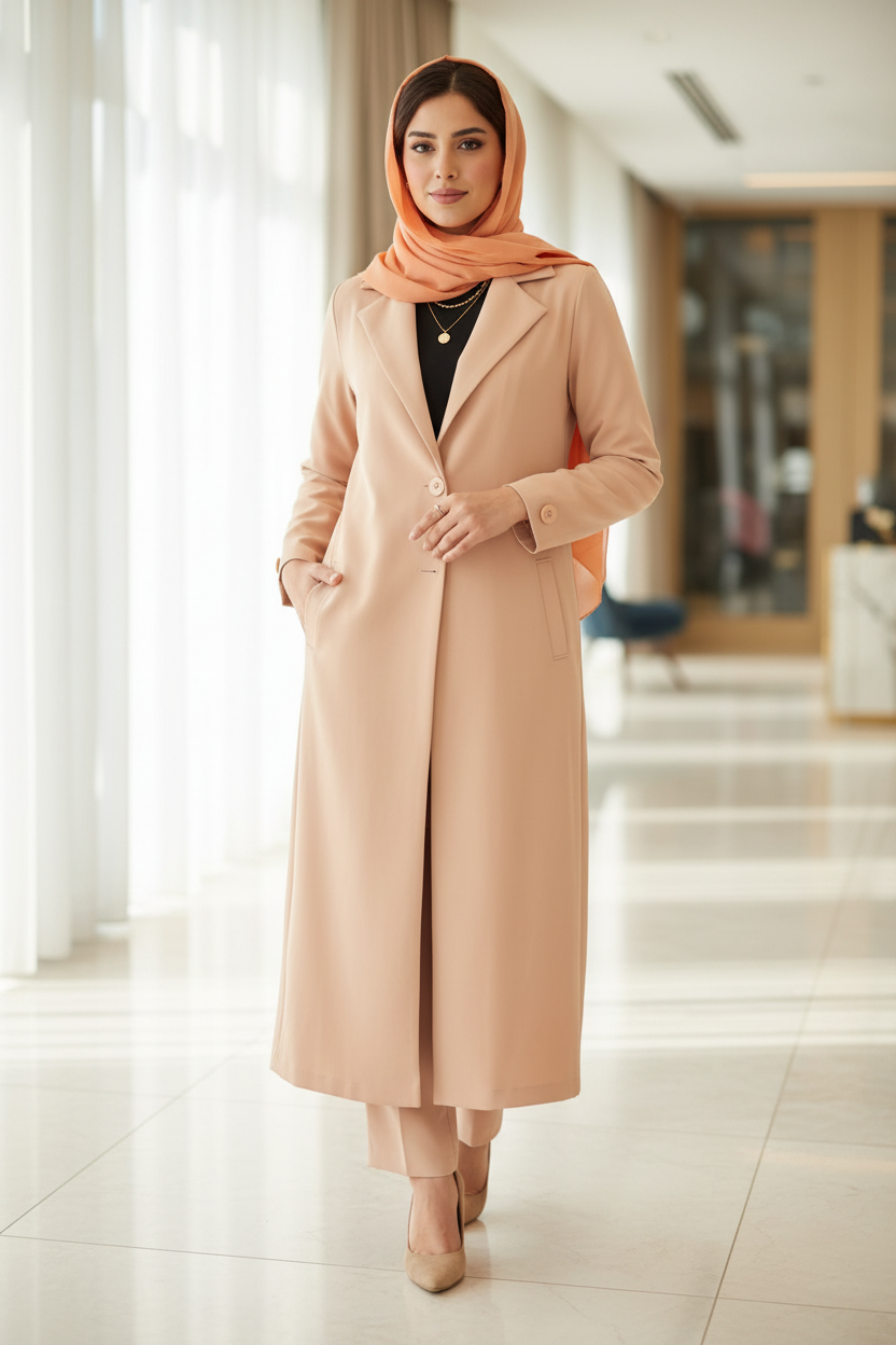 Light Peach Maxi Longcoat