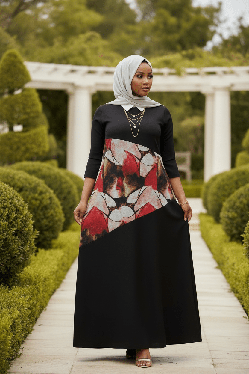 Mid Print Modest Maxi Dress - ZIZI Boutique