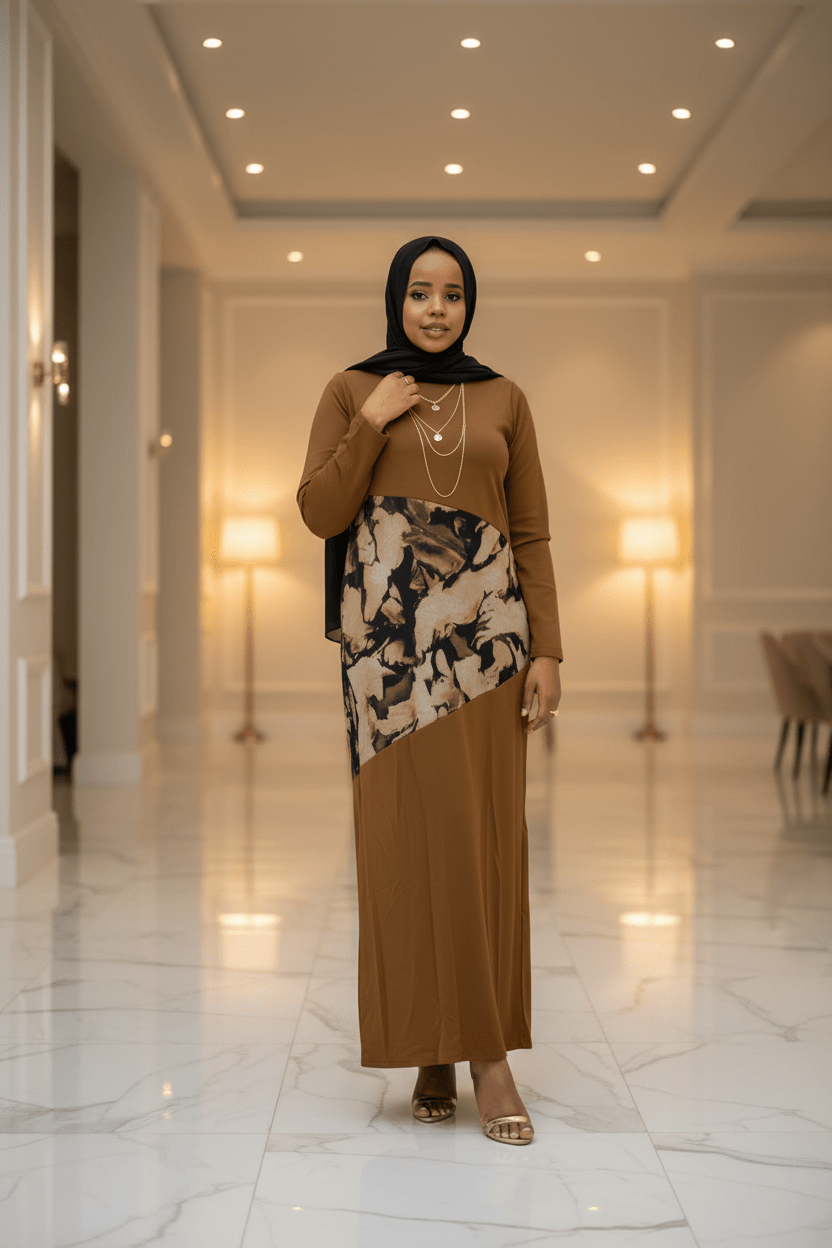Mid-Print Modest Maxi Dress - ZIZI Boutique