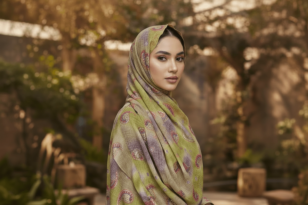 Paisley Print Hijab — Mustard, Lime & Lavender - ZIZI Boutique