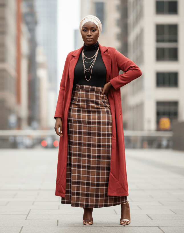 Plaid Print Women's Winter Maxi Skirt - ZIZI Boutique