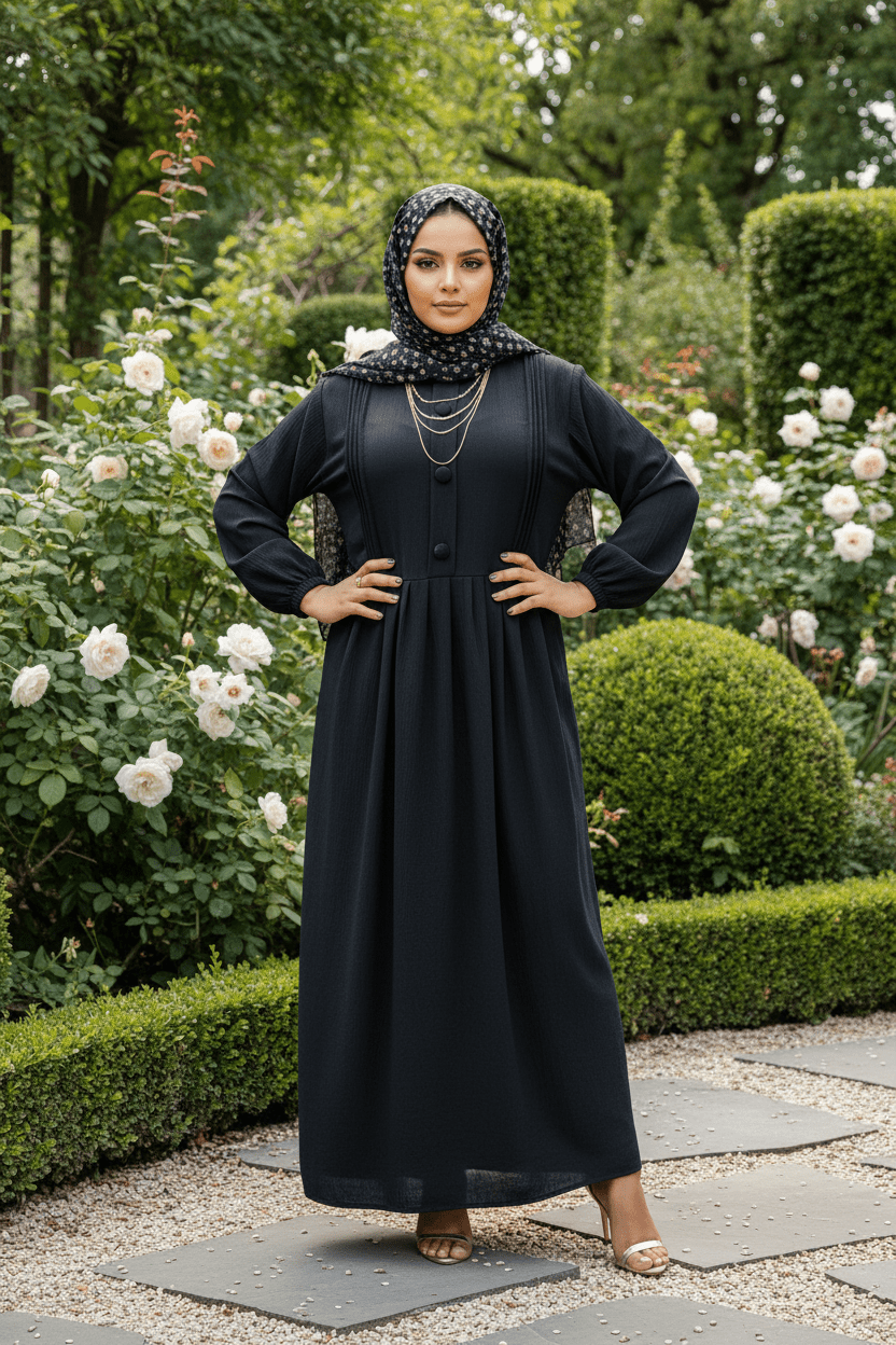 Rani Modest Maxi Dress — Button Detail - ZIZI Boutique
