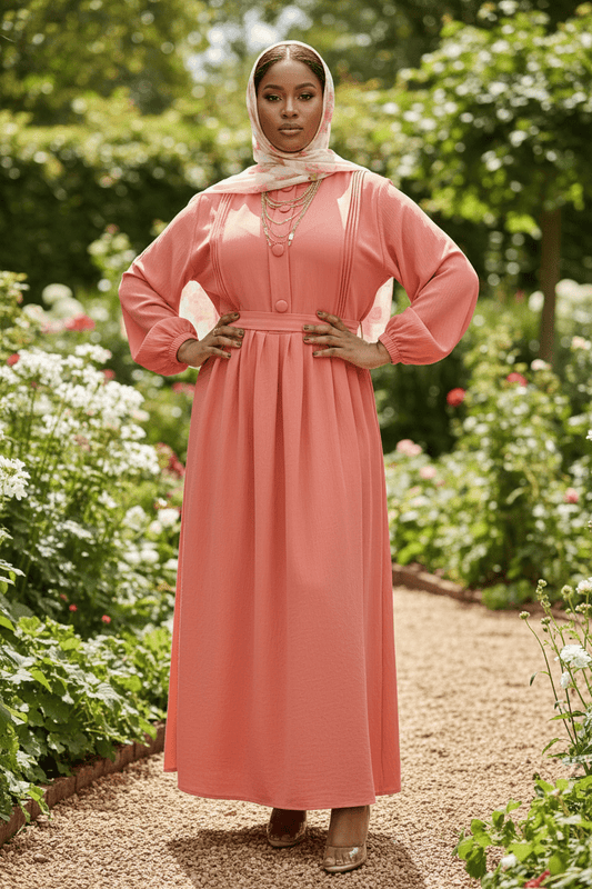 Rani Modest Maxi Dress — Button Detail - ZIZI Boutique