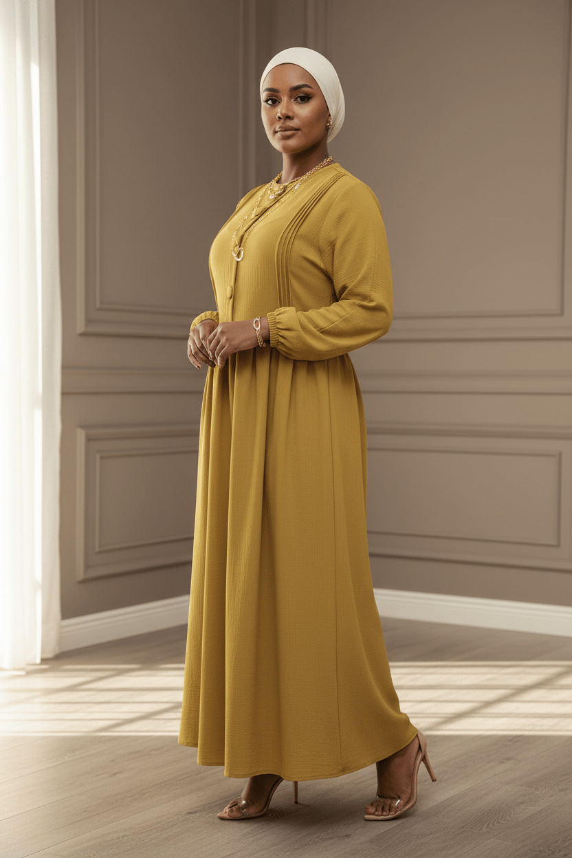 Rani Modest Maxi Dress — Button Detail - ZIZI Boutique