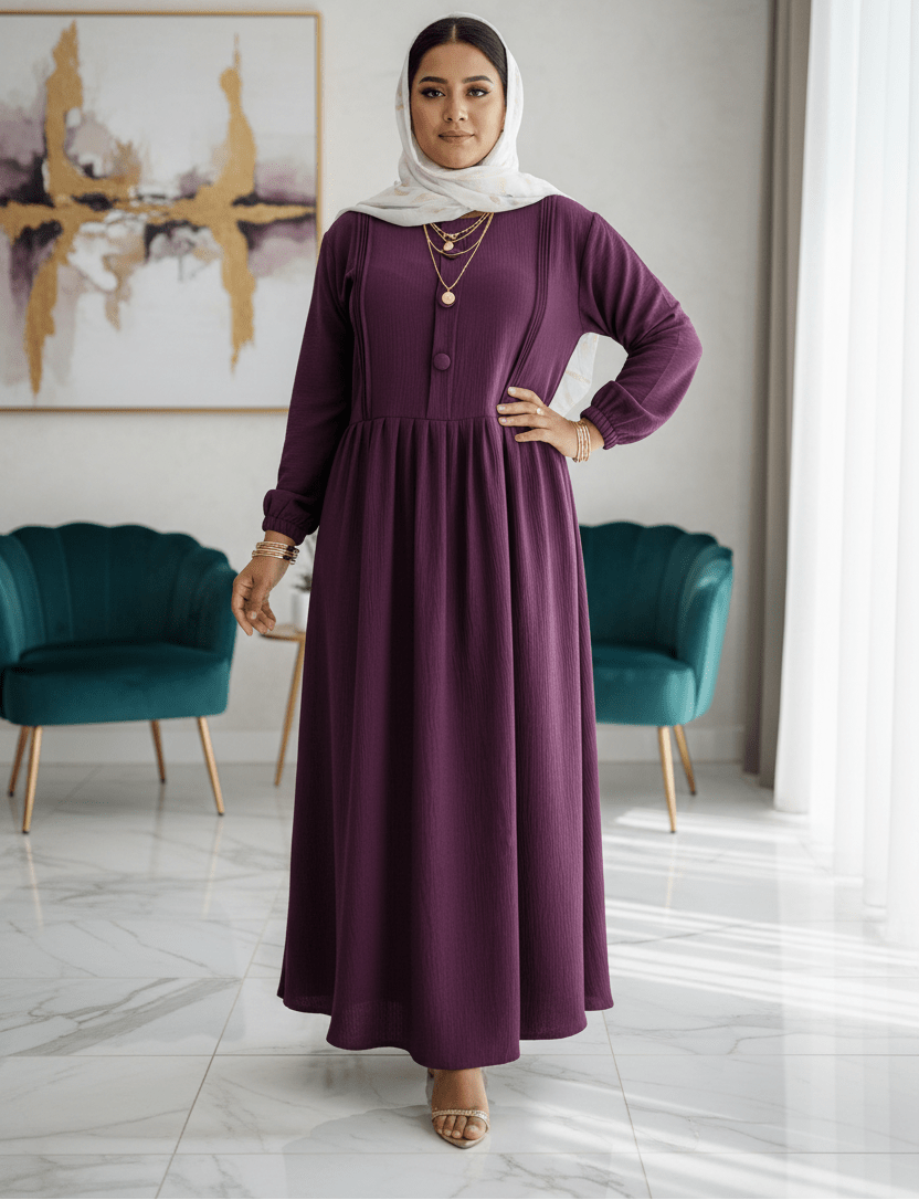 Rani Modest Maxi Dress — Button Detail - ZIZI Boutique