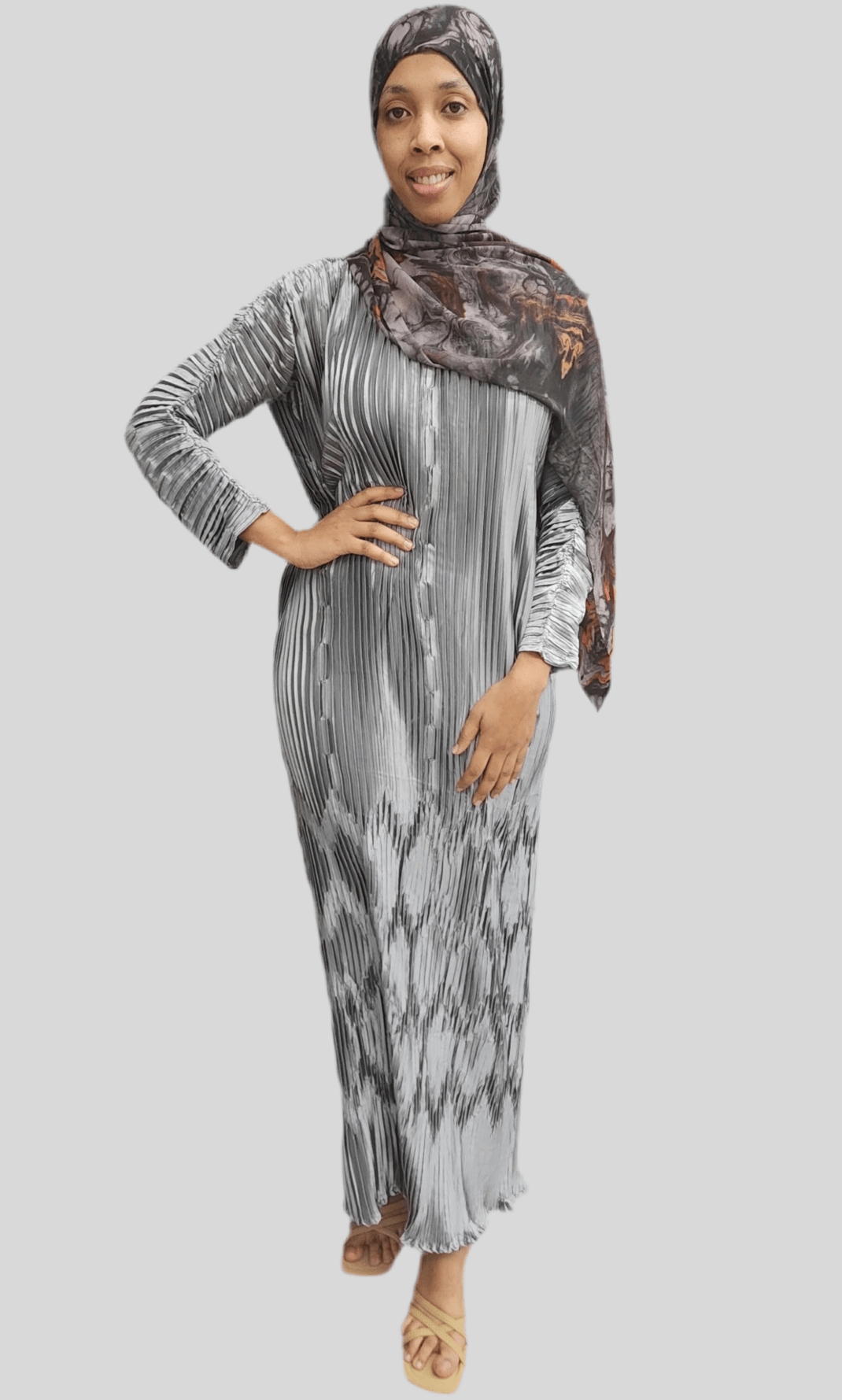 Ribbon Pleated Maxi Dress — Long Sleeve - ZIZI Boutique