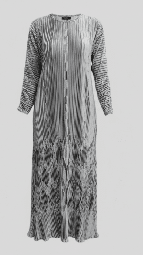 Ribbon Pleated Maxi Dress — Long Sleeve - ZIZI Boutique