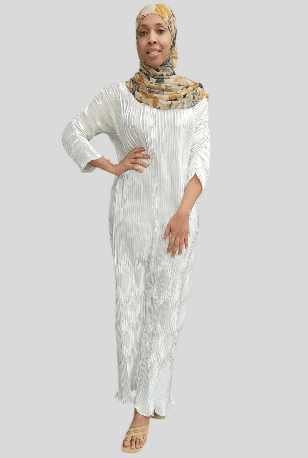 Ribbon Pleated Maxi Dress — Long Sleeve - ZIZI Boutique