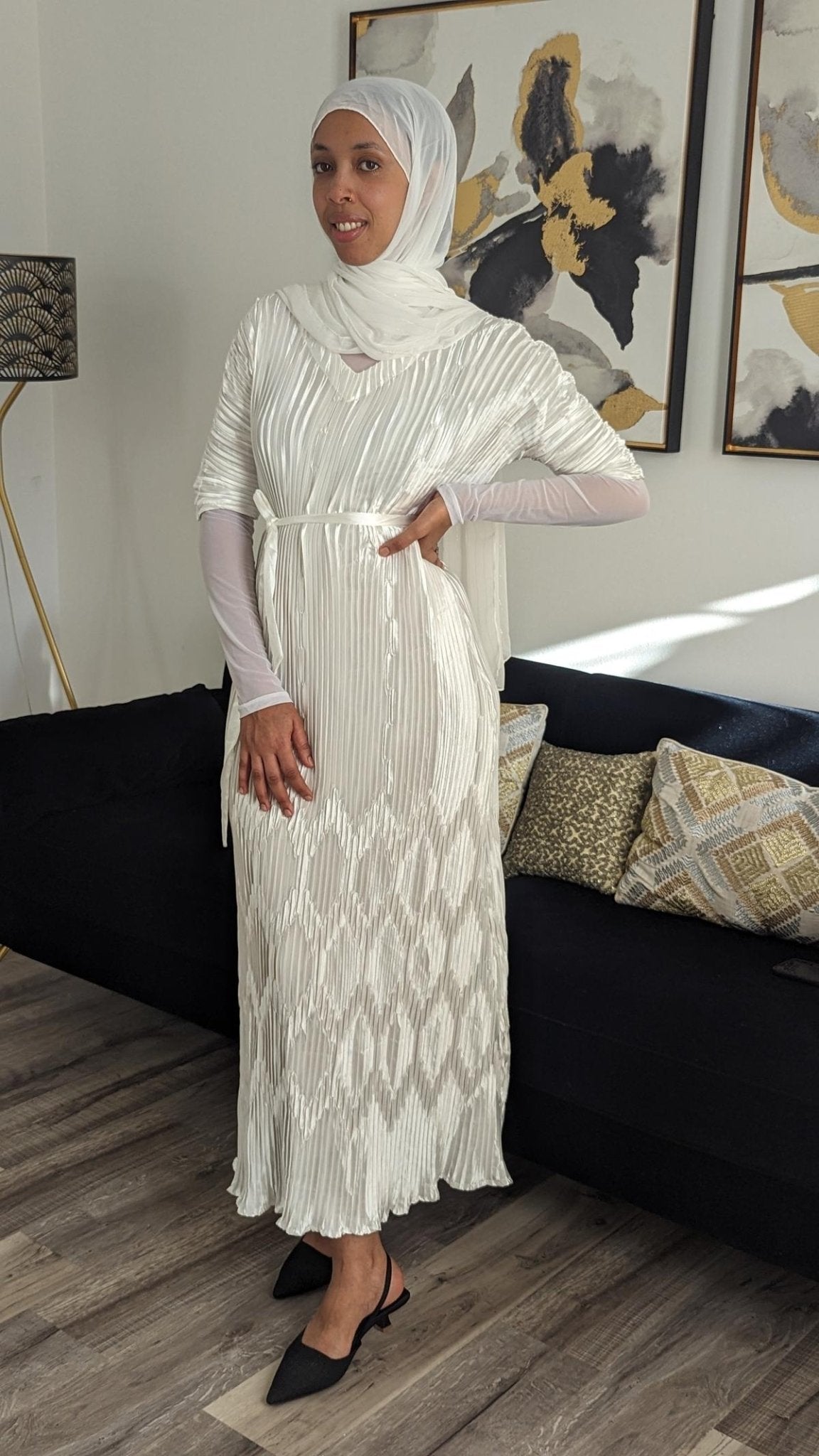 Ribbon Pleated Maxi Dress — Short Sleeve - ZIZI Boutique