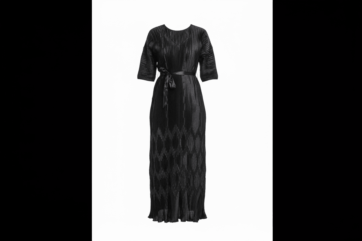 Ribbon Pleated Maxi Dress — Short Sleeve - ZIZI Boutique