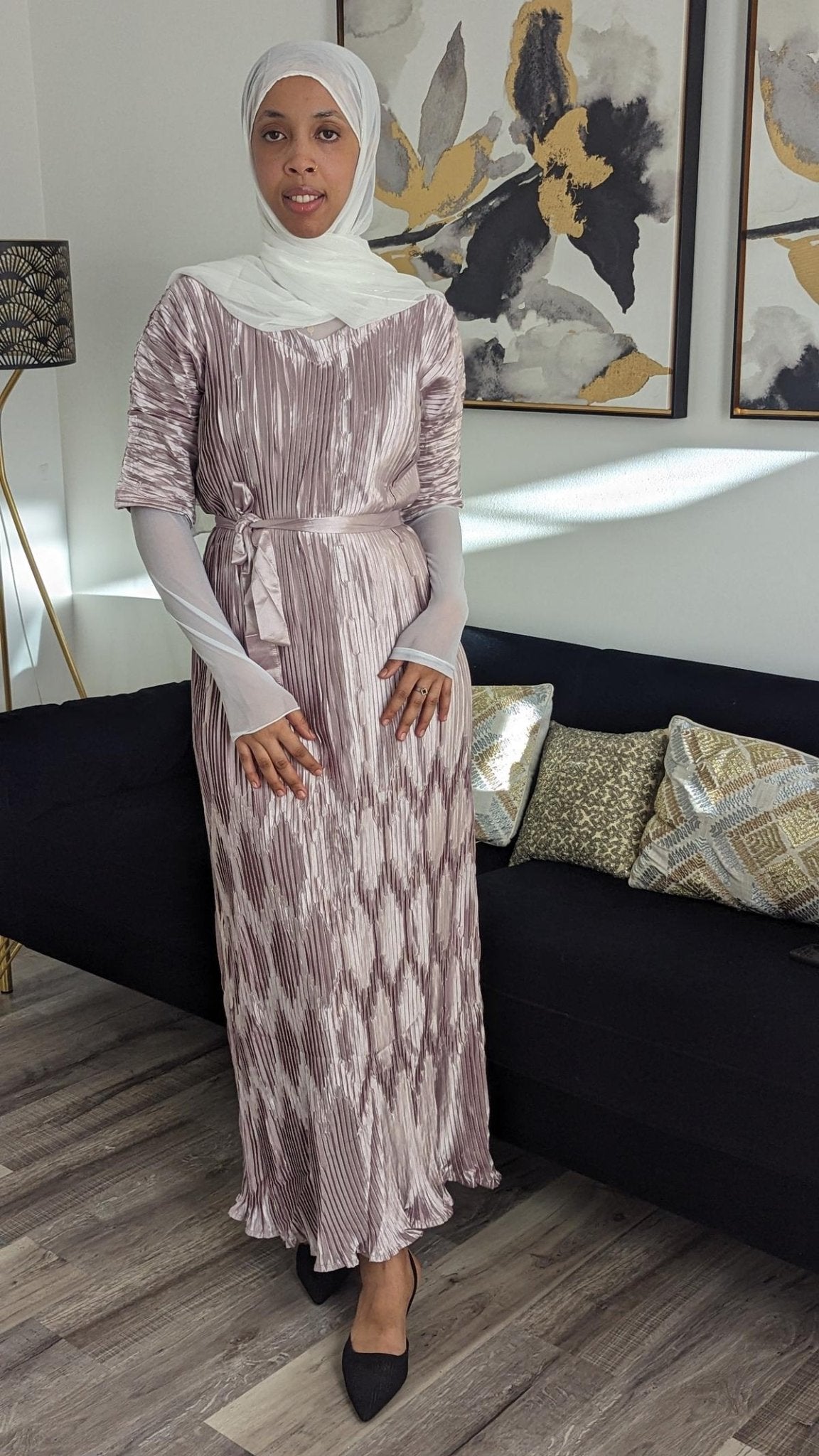 Ribbon Pleated Maxi Dress — Short Sleeve - ZIZI Boutique
