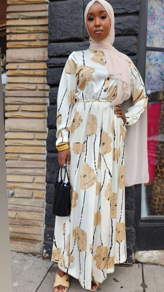 Zola Floral Print Dress Elastic Flowy Style