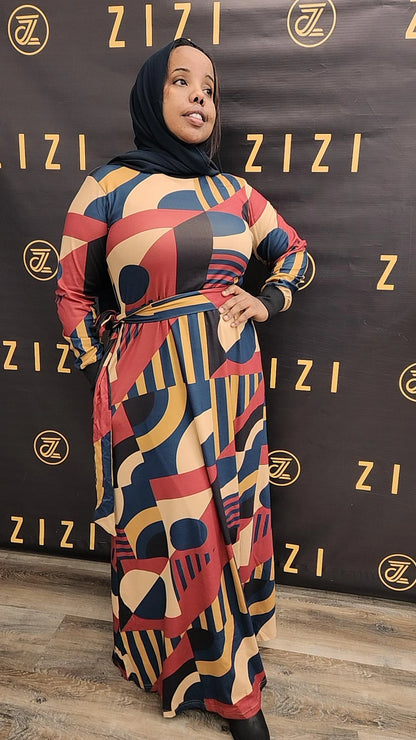 Habibi Modest Maxi Print Dress