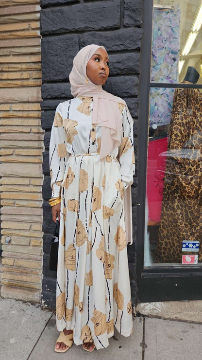 Zola Floral Print Dress Elastic Flowy Style