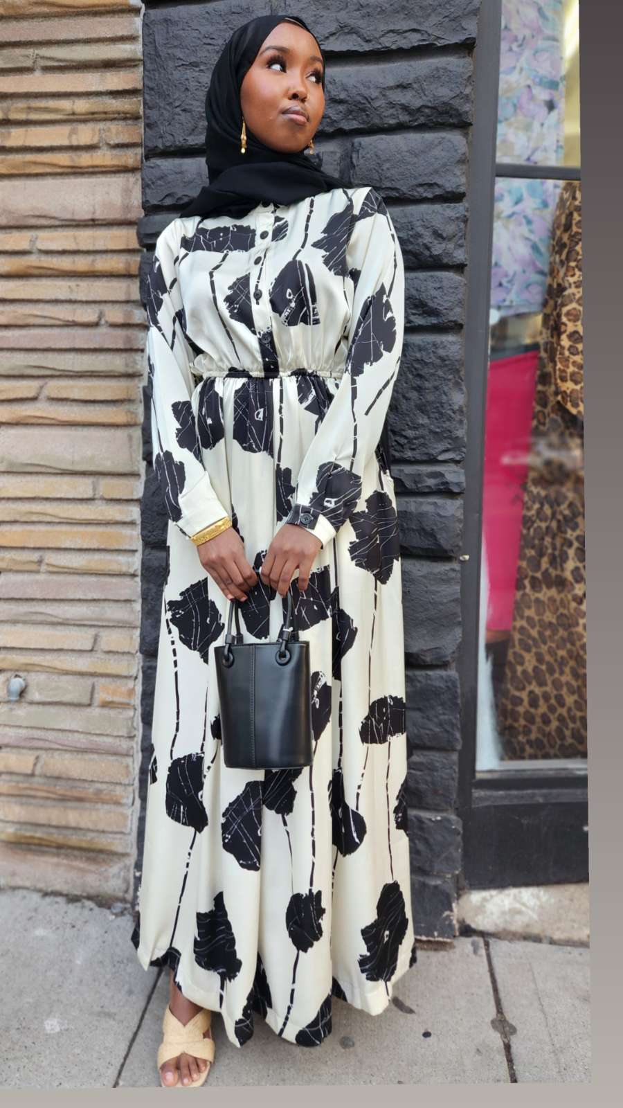 Zola Floral Print Dress Elastic Flowy Style