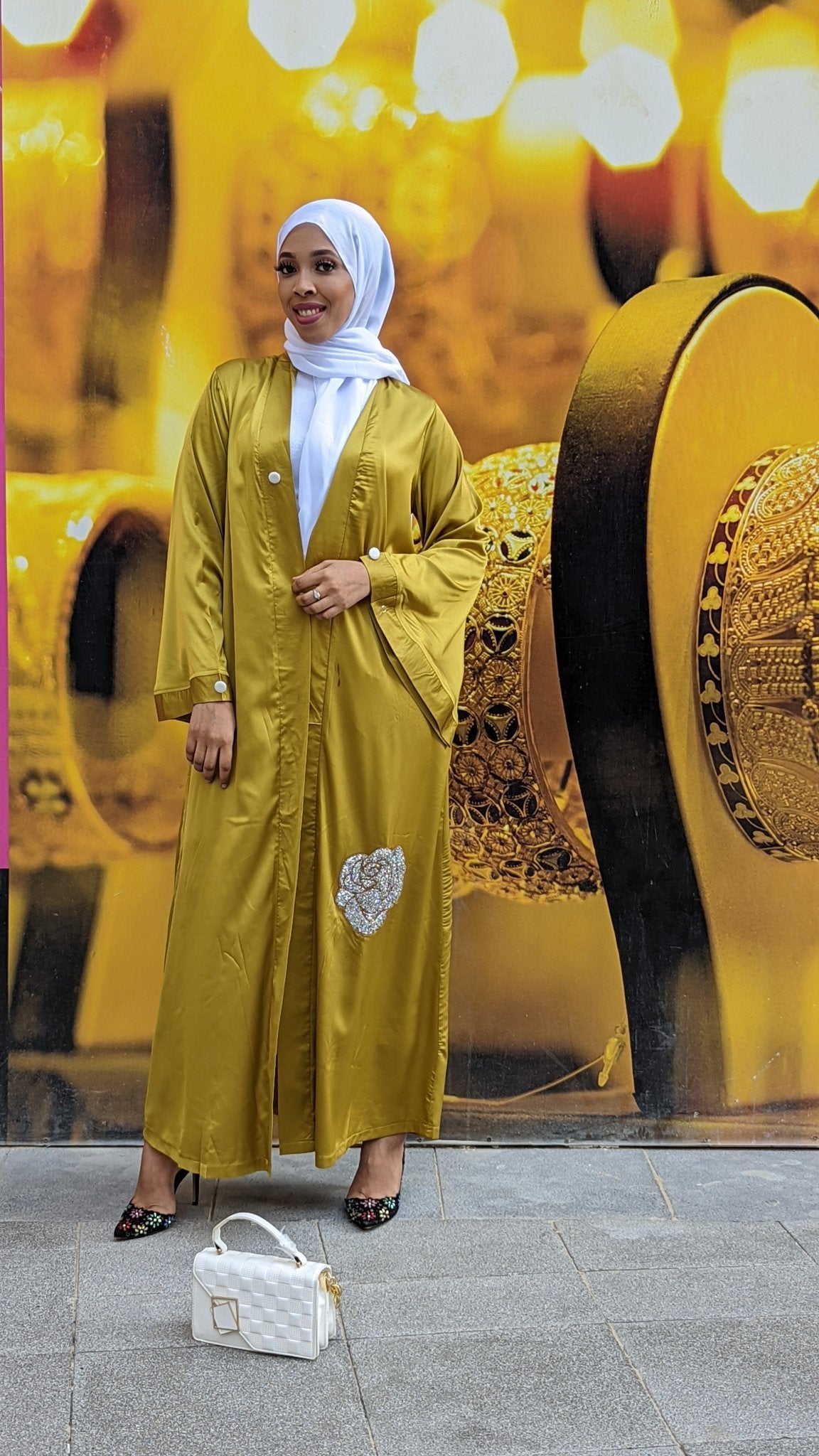 Satin Flower Kimono — Lime - ZIZI Boutique