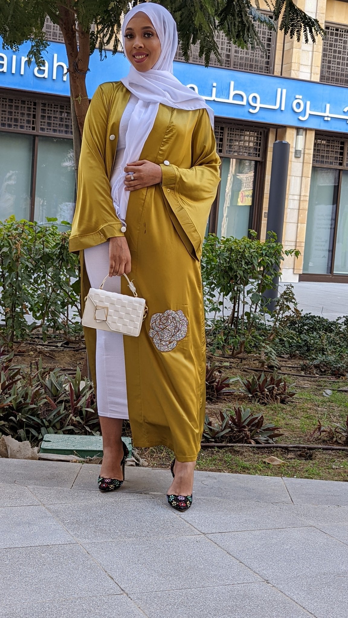 Satin Flower Kimono — Lime - ZIZI Boutique