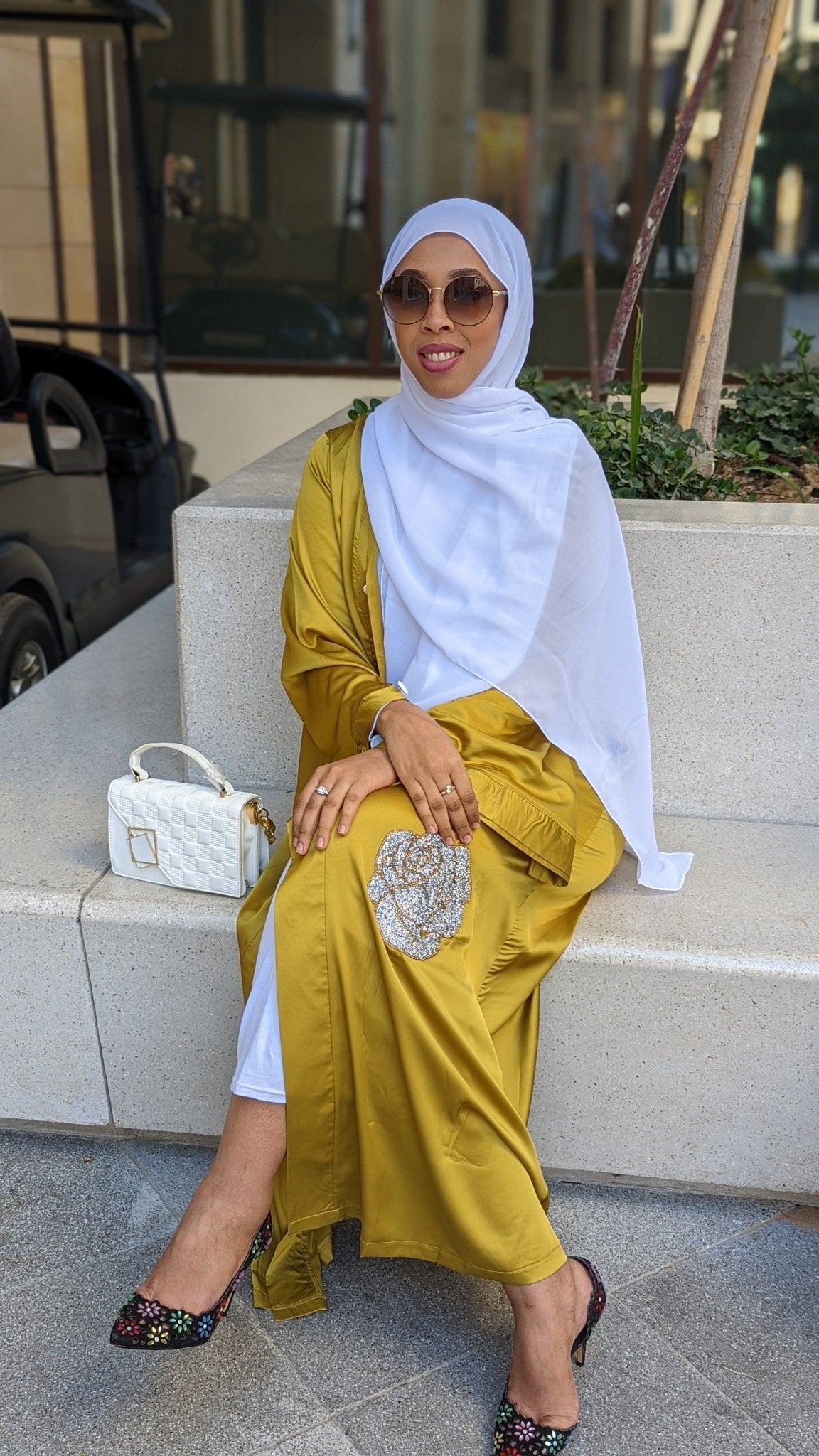 Satin Flower Kimono — Lime - ZIZI Boutique